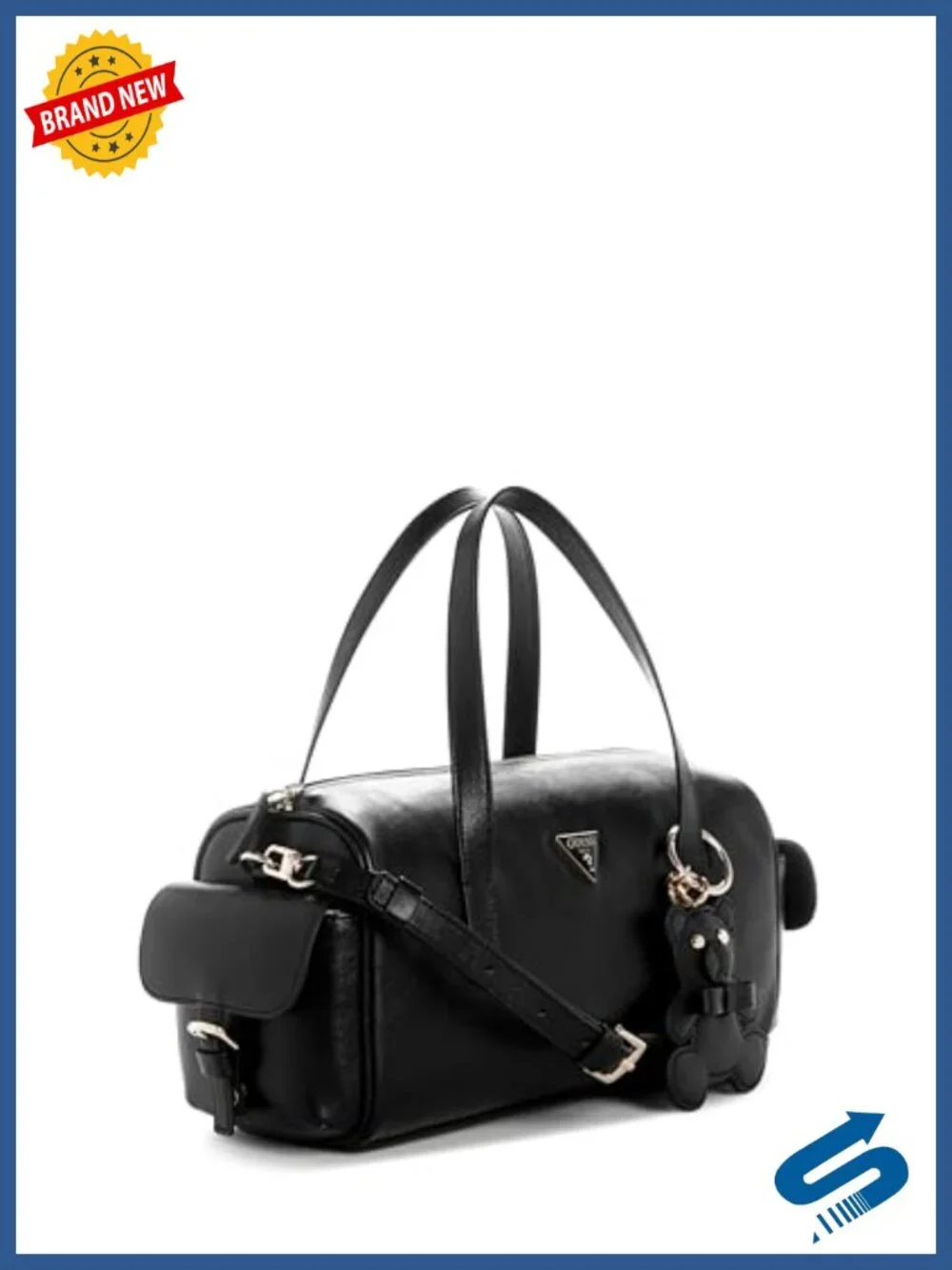 Kassie Small Box Satchel with Shiny Gold Hardware and Crossbody Strap